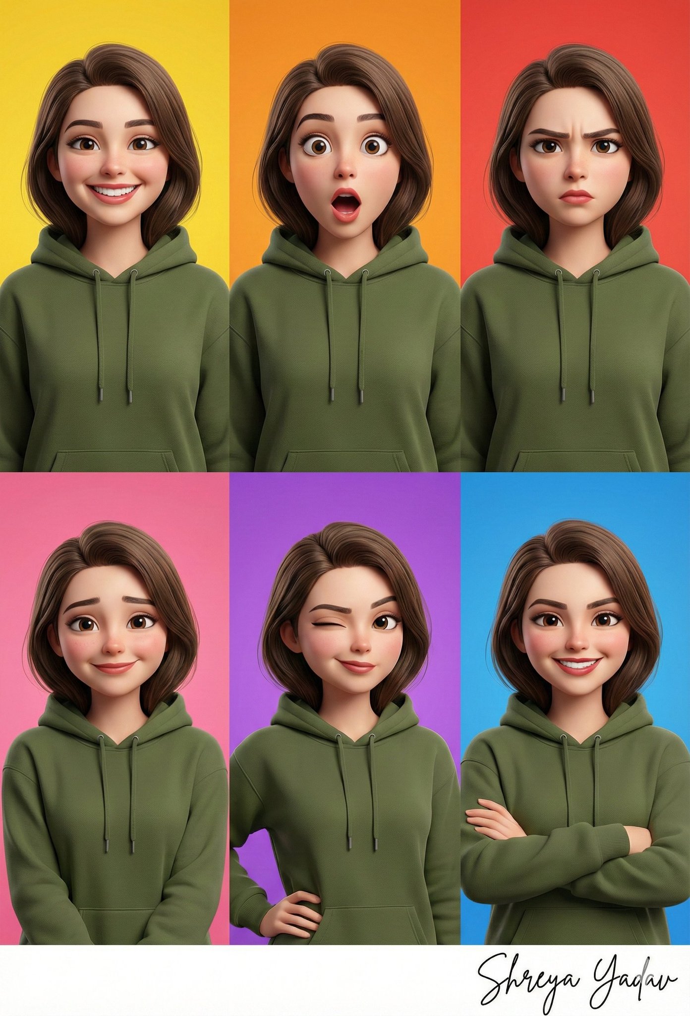 Project Name 3D Caricature Collage Olive Green Prompt Structure Subject Type