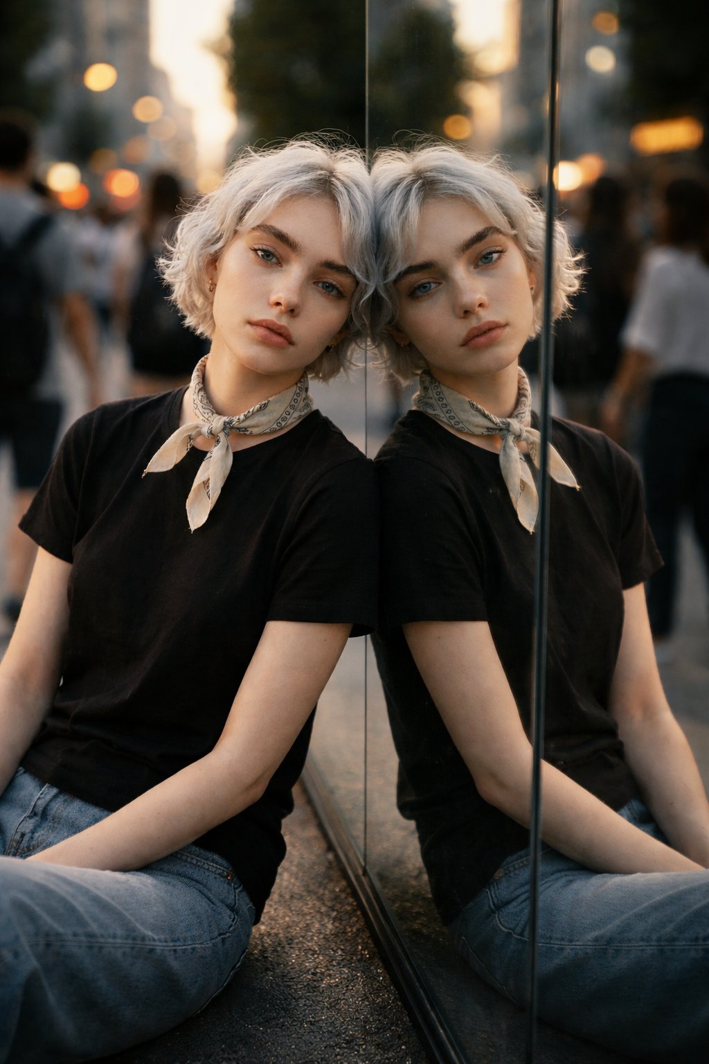 Cinematic Portrait Photography of a Young Woman Sitting in a Field