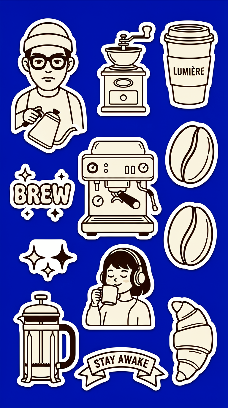 Coffee Brand Vector Sticker Design Set