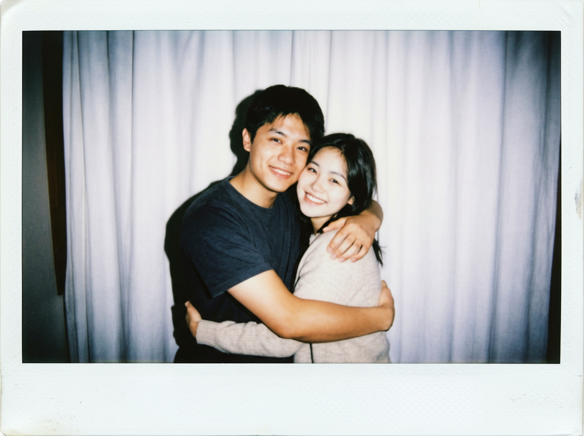 Young Couple Polaroid Photo