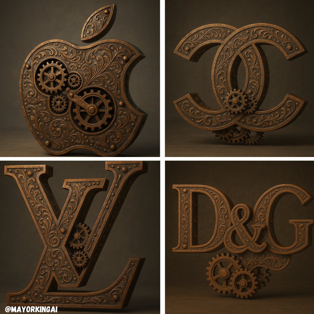 3D Sculpted Logo of LOGO NAME in a Steampunk Style Made