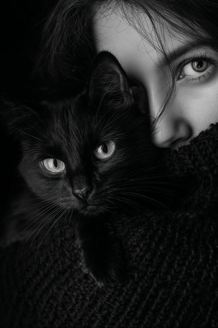 Intense Bw Light Woman Cat
