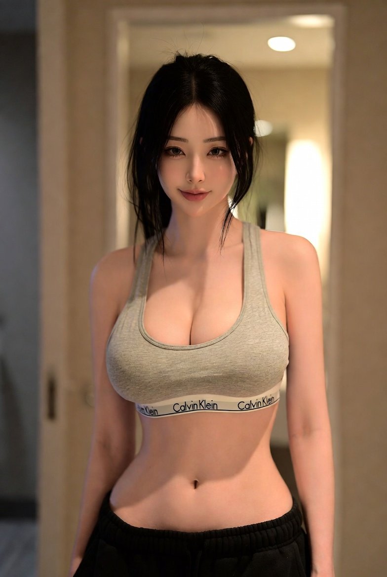 Relaxed Moment in a Light Gray Sports Bra