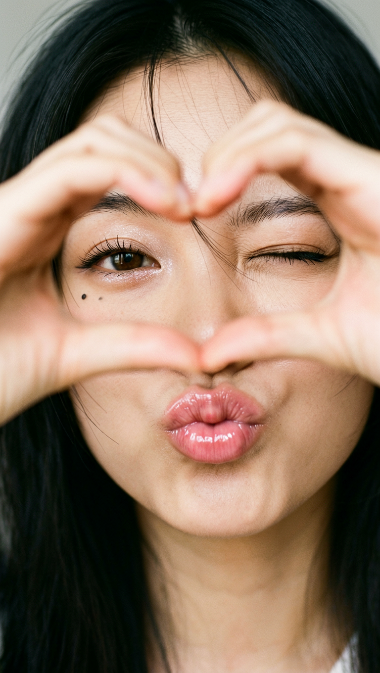Girl Making a Heart with Hands