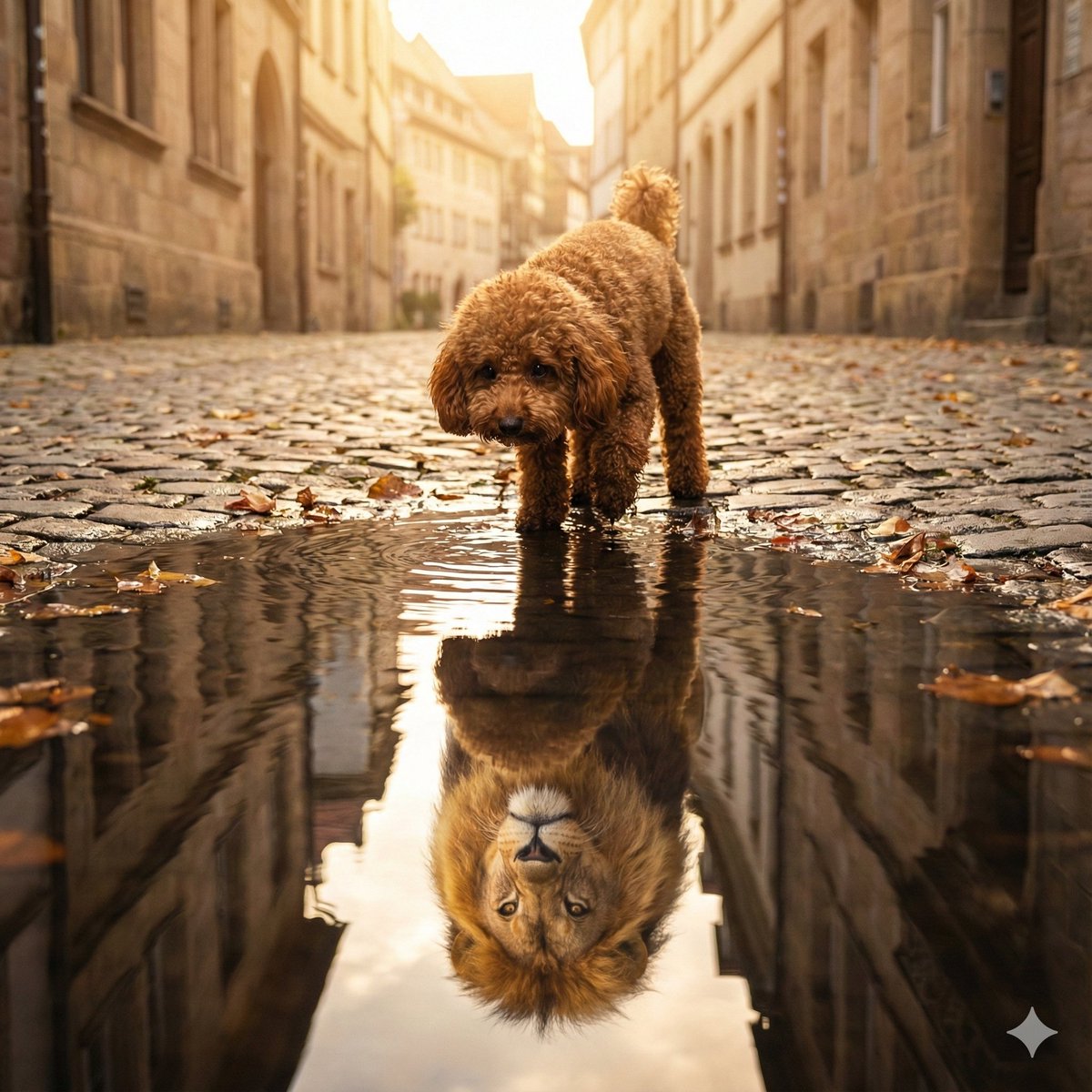 Small Reddish-brown Poodle with Curly Fur and Expressive Dark Eyes Is