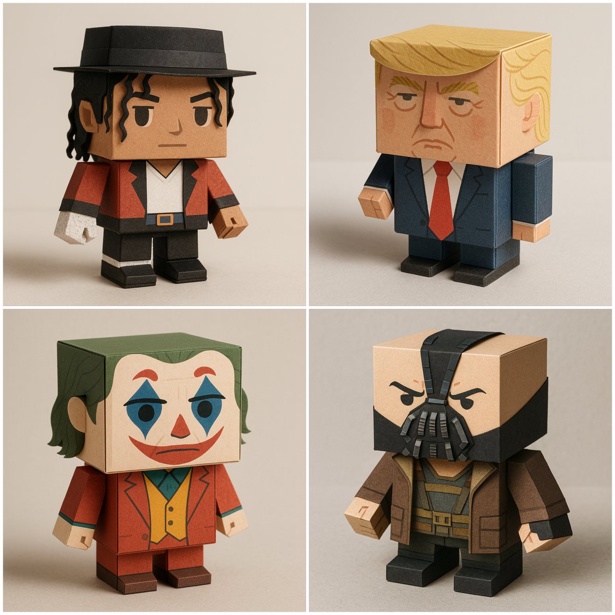 1 1 Square Ultra-detailed Render of a Box-shaped Papertoy Version of