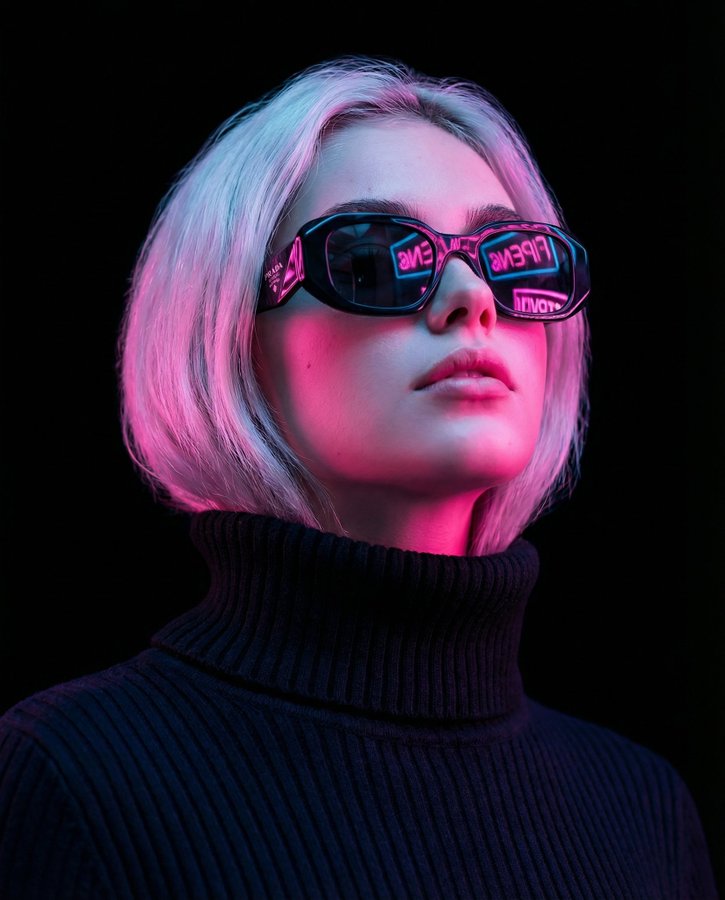 Cyber Neon Cool Sunglasses Portrait