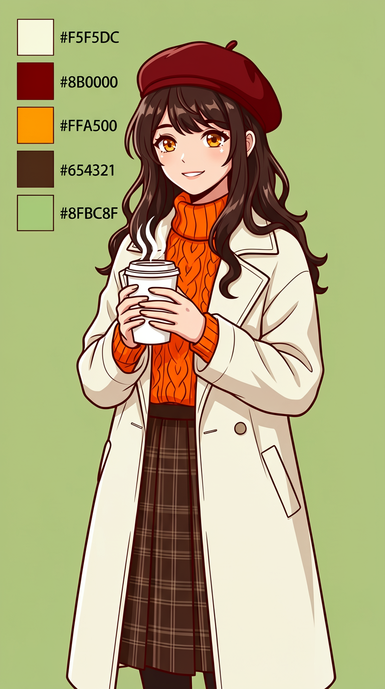 Autumn Girl Anime Standing Illustration