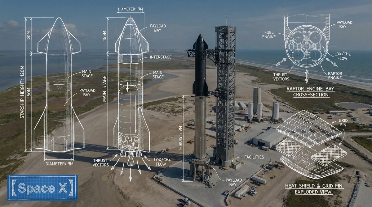 SpaceX Engineering Schematic and Blueprint Lines