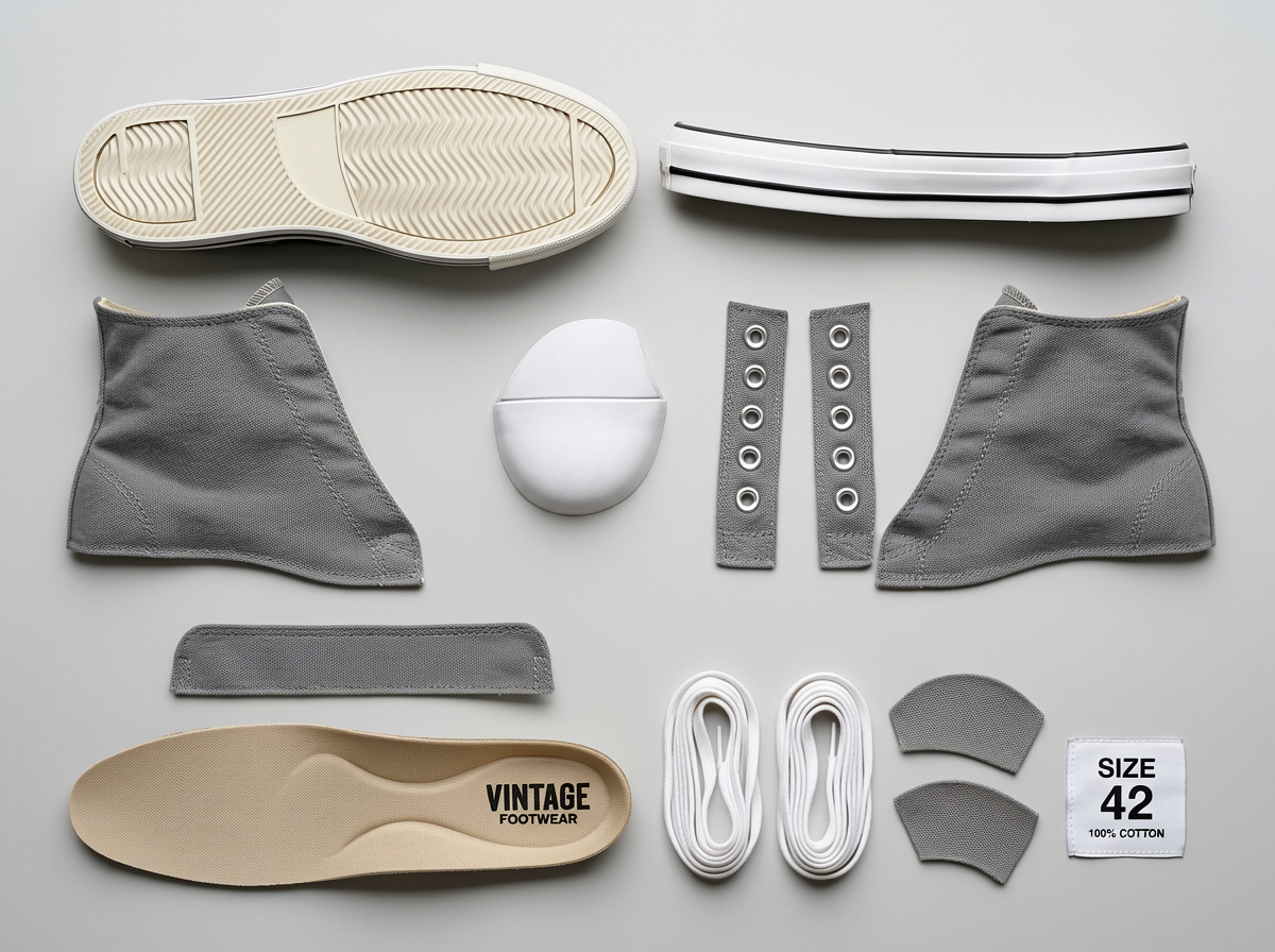 Vintage Canvas Shoe Deconstruction Flat Lay