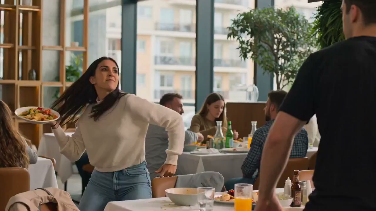 Chaotic Food Fight Restaurant Slow Motion