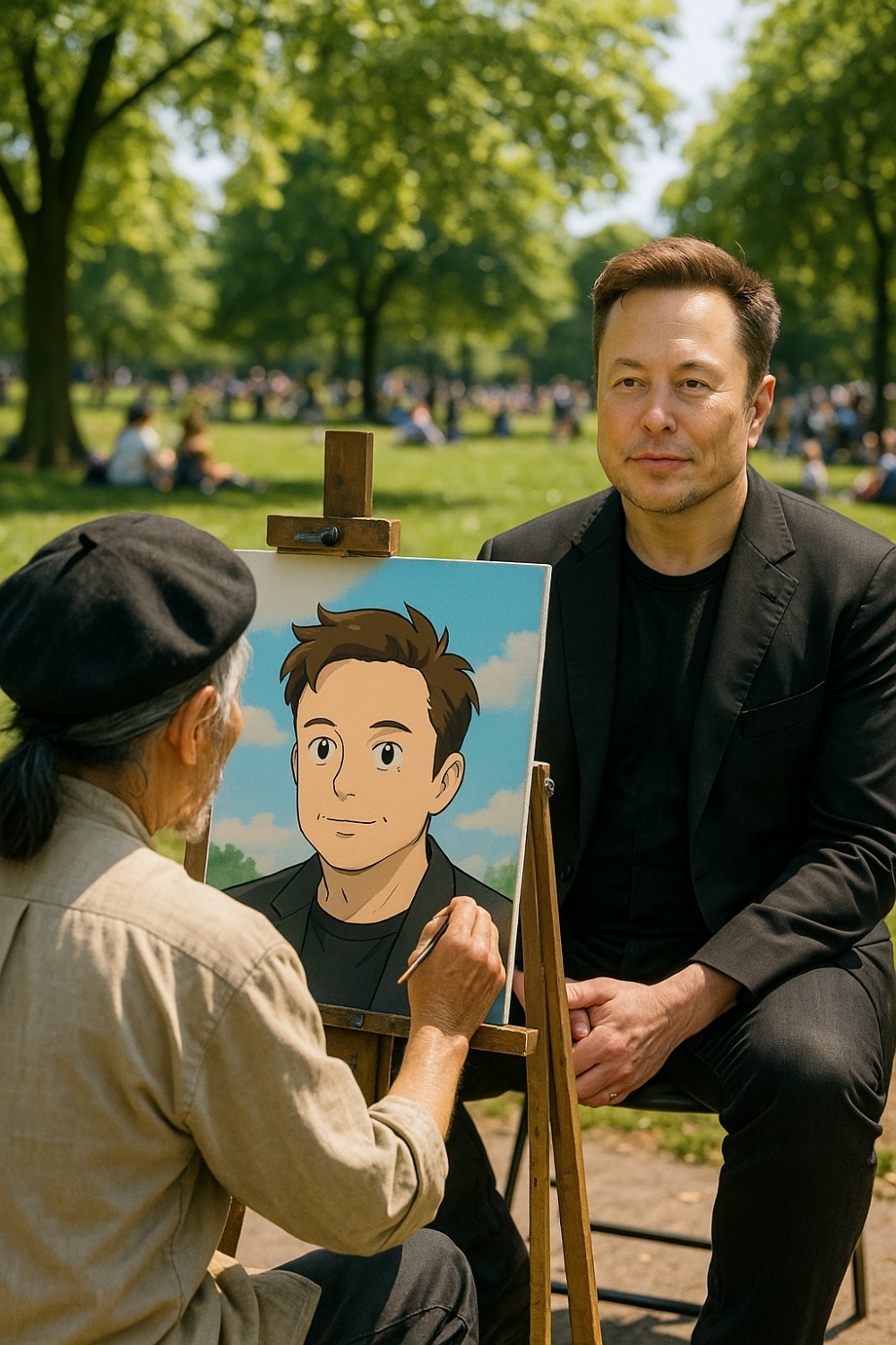 Elon Musk Painting in a Park