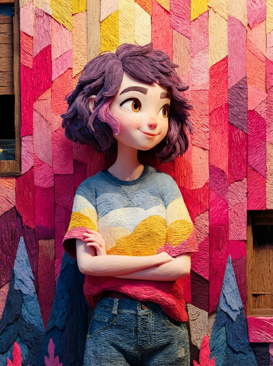 Pixar Style Colorful Wood Girl