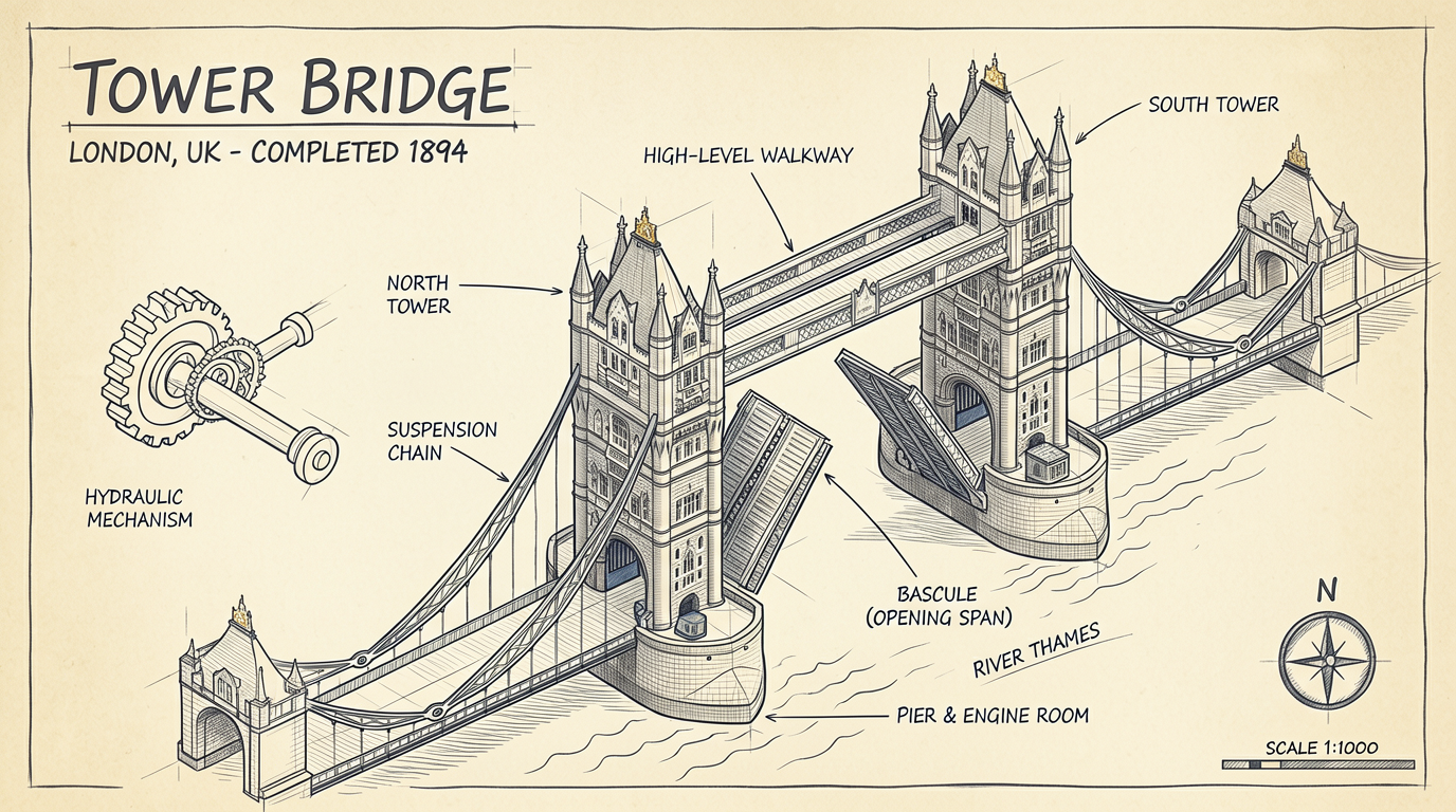 London Tower Bridge Isometric Illustration