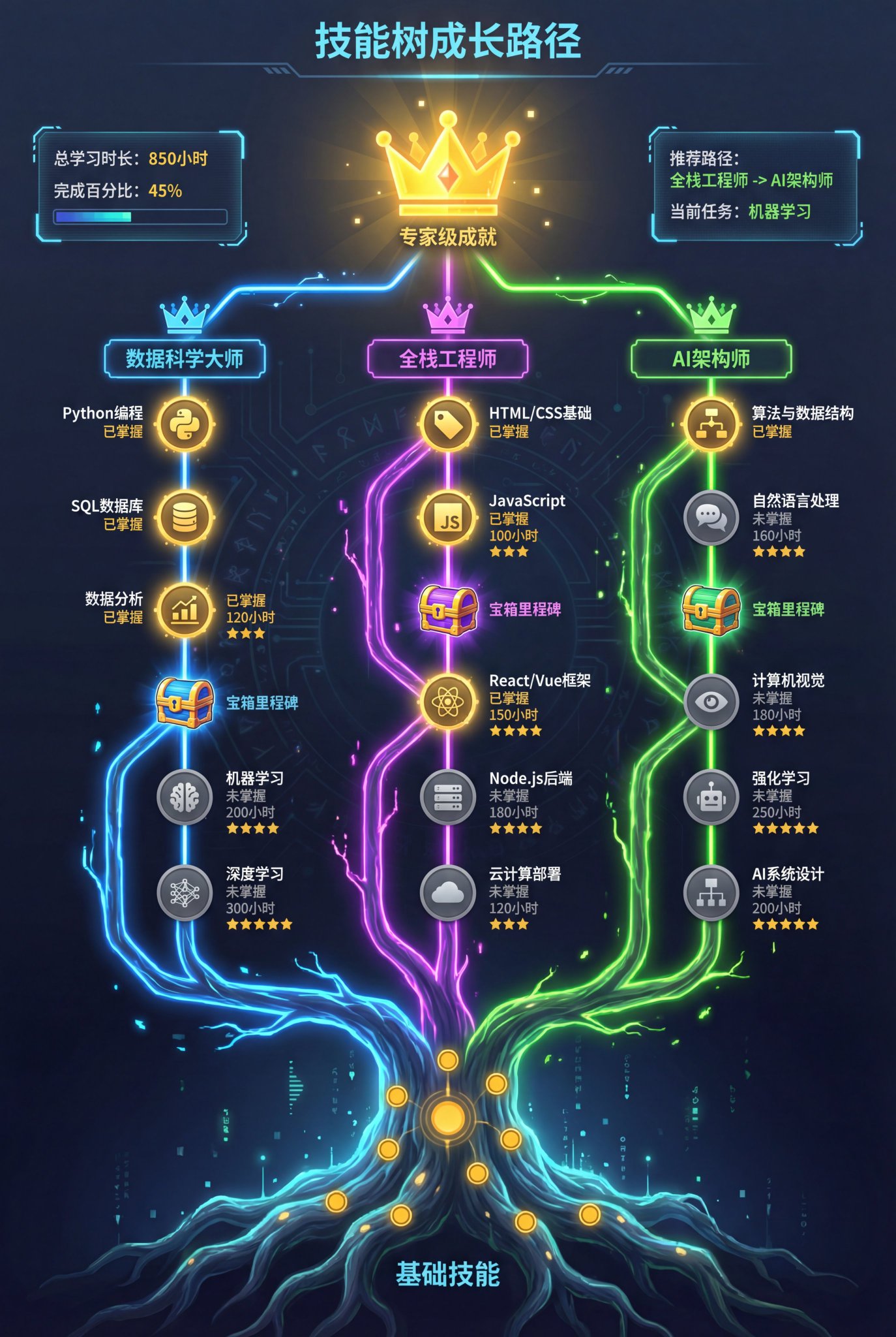 Elegant Skill Tree Progression Infographic