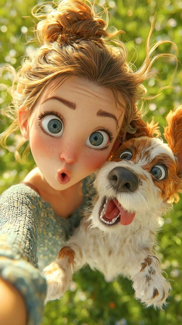 Pixar Pet Selfie of a girl